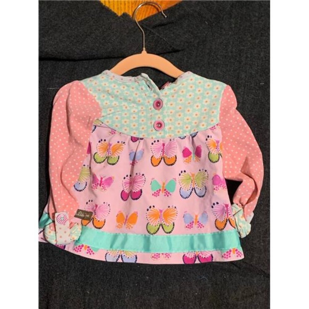 Matilda Jane Butterfly Ruffle Top Girls Size 6-12 Months Pink Mint Floral‎